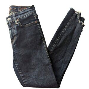 7 For All Mankind Ankle Skinny Jeans 24 Distressed Hem Dark Wash